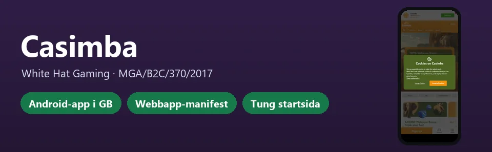 Casimba i mobilen – licens MGA/B2C/370/2017
