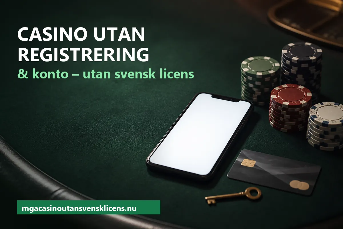 Mobiltelefon, bankkort och marker på ett mörkgrönt spelbord – casino utan registrering utan svensk licens