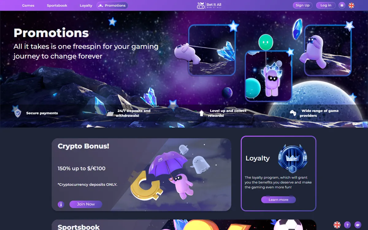 Kampanjsidan hos Betitall casino