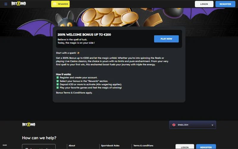 Betzino bonus 200 % upp till 200 €