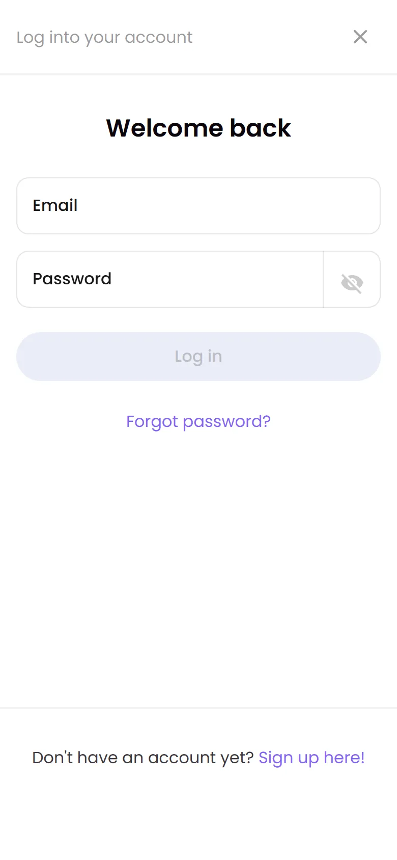 Celebrino inloggning på mobilen med e-post och lösenord
