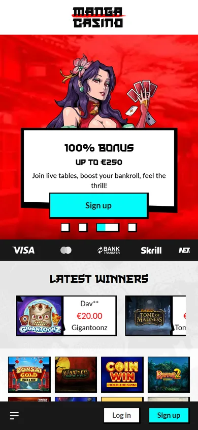 Manga Casino login på mobilen