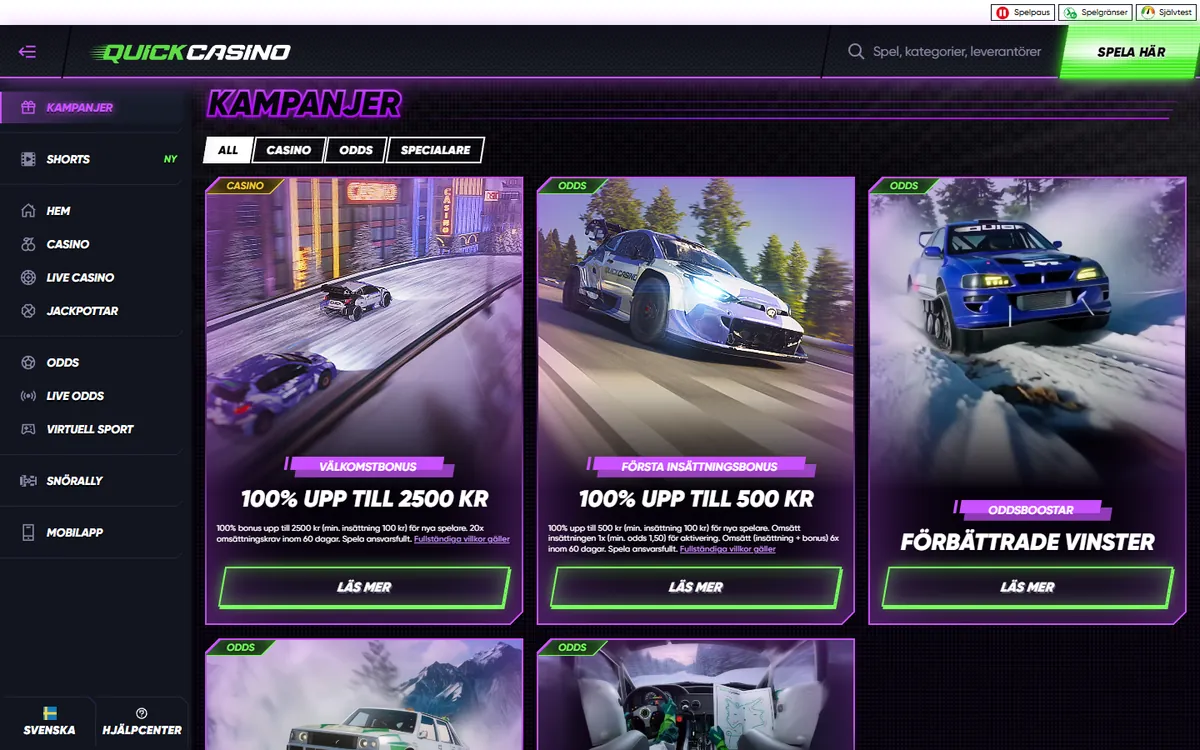 Kampanjsidan hos Quick Casino