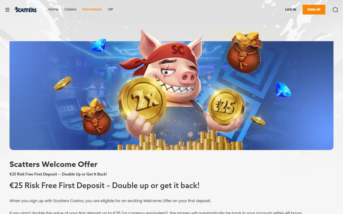 Scatter Casino bonus – kampanjsidan för 25 € Risk Free