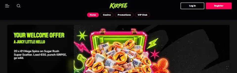 Startsidan hos Kirpee, oktober 2026