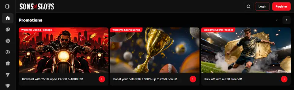 Sons of Slots startsida